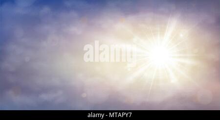 Sun burst on sunset time with clouds in twilight sky background. Illustration vector eps10 Stock Vector
