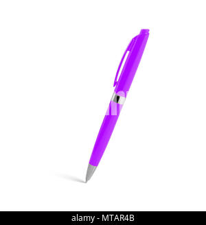 Pink plastic ballpoint pen on a white background Stock Photo