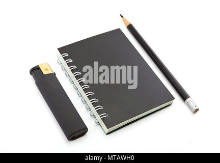 black templates for corporate identity, black matte objects, black stationery, office suite, office supplies, office items Stock Photo