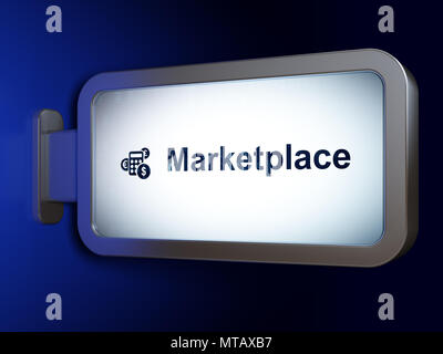 Advertising concept: Marketplace and Calculator on billboard background Stock Photo