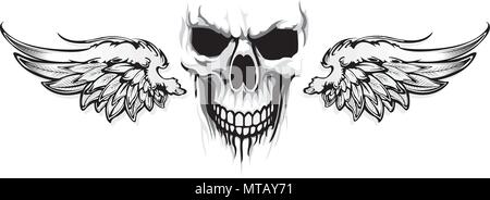 Skulls Wings Tattoo Stock Vector