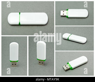 USB Flash Drive on gray background Stock Photo