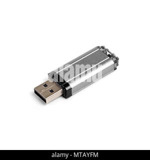 Grey usb flash drive on a white background Stock Photo
