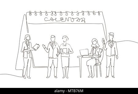 Business meeting - one line design style illustration Stock Vector