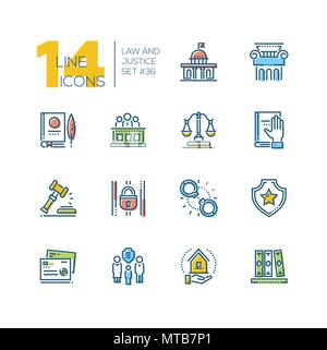 Law and justice - set of line design style icons Stock Vector