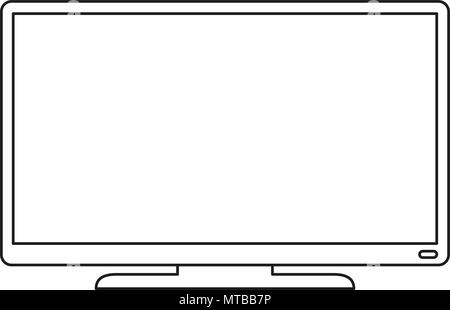 Line art black and white modern tv Stock Vector