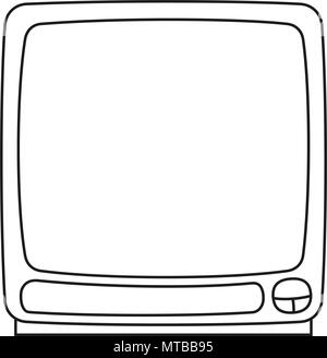 Line art black and white old television monitor Stock Vector
