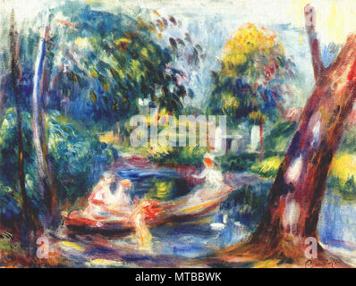 Renoir Pierre-Auguste - Landscape with River 1910 Stock Photo