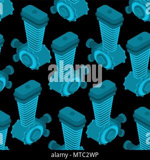 Engine racing Isometric pattern seamless. Motor motorcycle background. Vector illustration. Stock Vector