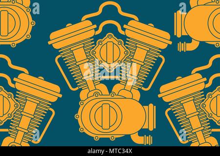 Engine racing pattern seamless. Motor motorcycle background. Vector illustration. Stock Vector