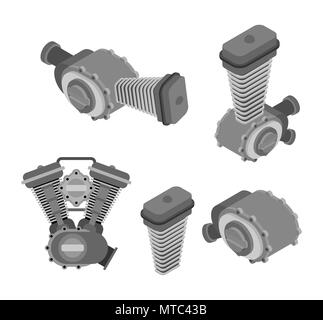 Engine racing Isometric. Motor motorcycle isolated. Vector illustration ...