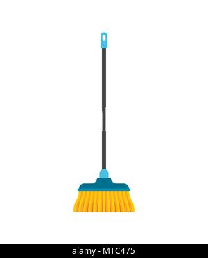 Floor brush isolated. Hand wiper besom Vector illustration. Stock Vector