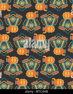 Engine bike pattern seamless. Motor motorcycle background. Vector illustration Stock Vector