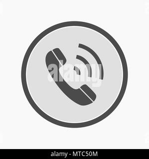 Vector icon of telephone handset over black circle Stock Vector