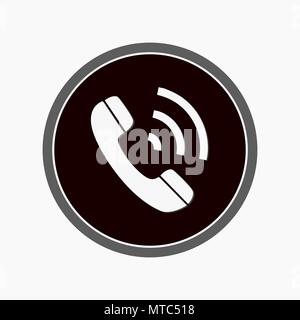IM instant messenger phone handset icon with shadow. White phone handset in speech bubble icon. Vector. Stock Vector