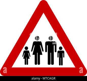 Parent and child symbol. Warning sign isolated on white background ...