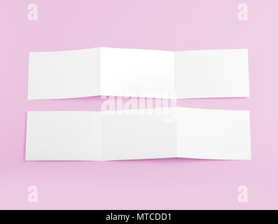 Blank folding page booklet on pink background Stock Photo