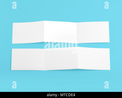 Blank folding page booklet on blue background Stock Photo