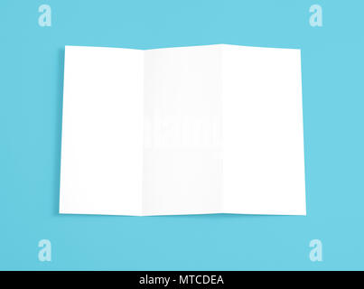 Blank folding page booklet on blue background Stock Photo