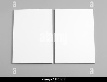 Blank flyer poster on grey background to replace your design Stock Photo