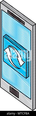 smartphone device with button reload isometric icon Stock Vector