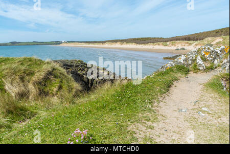 UK, Anglesey, Newborough. 19th May 2018. A view towards Newborough beach and Malltraeth from Llanddwyn Island. Stock Photo