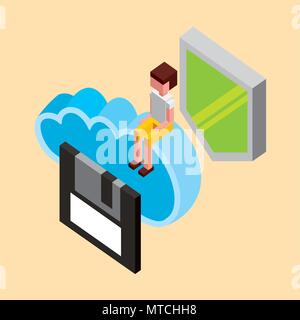people cloud computing storage Stock Vector