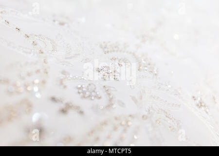 Wedding dress decoration close up texture and pearls Stock Photo