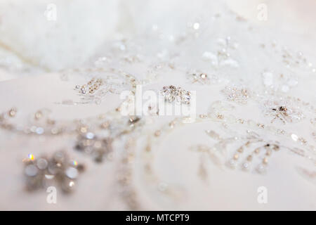 Wedding dress decoration close up texture and pearls Stock Photo