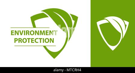Eco logo. Shield with leaf  Stock Vector