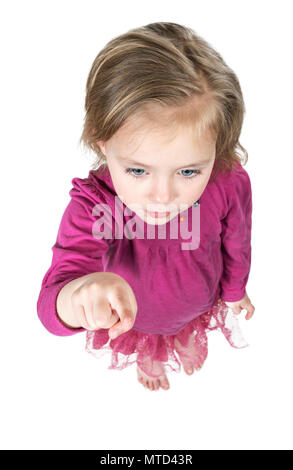 Child points his index finger forward Stock Photo