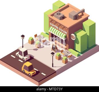 Vector isometric coffee shop Stock Vector