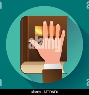 Hand on Constitution as Oath Concept Icon Stock Vector