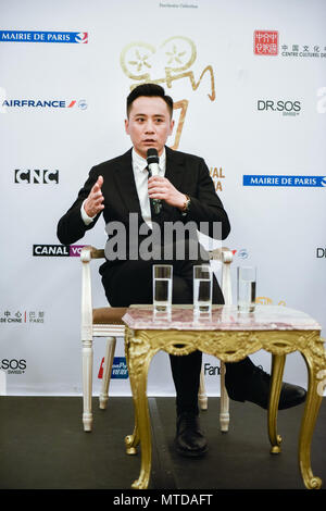 Paris. 28th May, 2018. Chinese actor Liu Ye speaks at a press conference on the 8th edition of Chinese Film Festival in France (FCCF) on May 28, 2018. The film festival runs from May 28 to July 10 in Paris and in several French cities including Cannes, Marseille, Lyon, Saint-Denis Reunion, Strasbourg and Brest, offering French audiences a chance to discover nine Chinese films released last year. Credit: Zhang Man/Xinhua/Alamy Live News Stock Photo