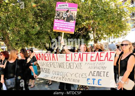 Women Seen Holding A Large Banner During The Demonstration Greek