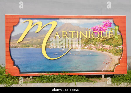 Large display sign at point of entry to Martinique, Caribbean Stock Photo