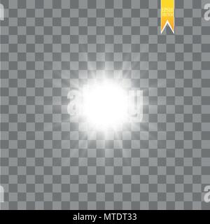 Glow isolated white transparent light effect set, lens flare, explosion, glitter, line, sun flash, spark and stars. Abstract special effect element design Stock Vector
