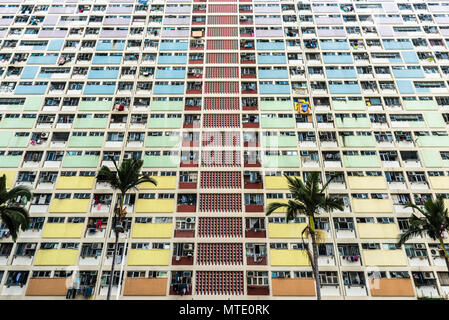 Overcrowded residential building in Hong Kong Stock Photo