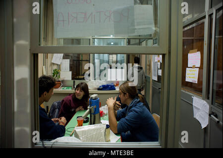 Rome. "Machiavelli" high school occupied by students who protest against government cuts on education. Italy. Stock Photo