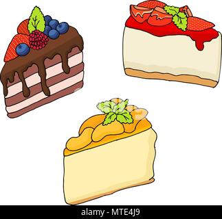 vector illustration of various cakes and pastries Stock Vector