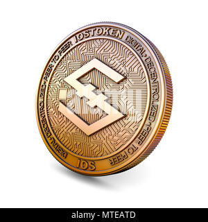 3D rendering iostoken cryptocurrency coin on colorful background ...