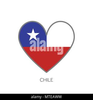 Chile flag romance love heart shaped vector icon Stock Vector