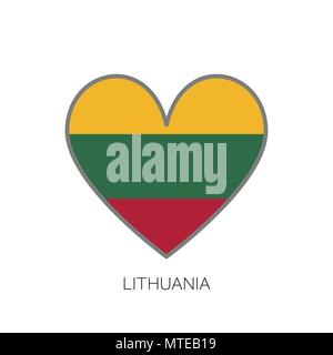 Lithuania flag romance love heart shaped vector icon Stock Vector