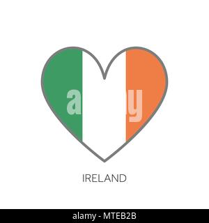 Ireland flag romance love heart shaped vector icon Stock Vector