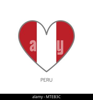 Peru flag romance love heart shaped vector icon Stock Vector