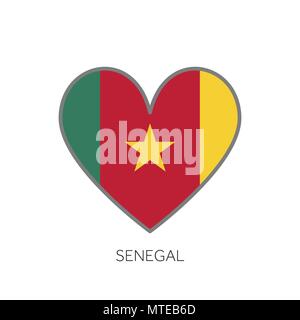 Senegal flag romance love heart shaped vector icon Stock Vector