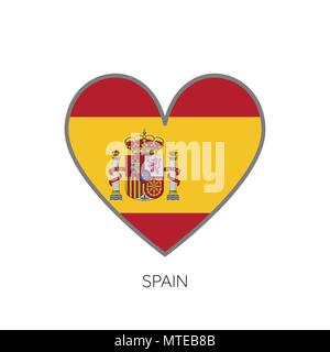 Spain flag romance love heart shaped vector icon Stock Vector
