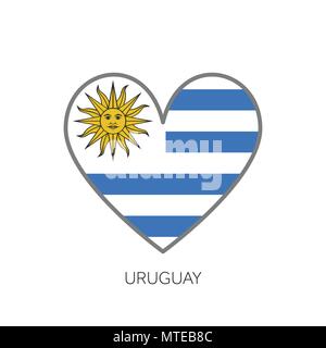 Uruguay flag romance love heart shaped vector icon Stock Vector