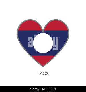 Laos flag romance love heart shaped vector icon Stock Vector
