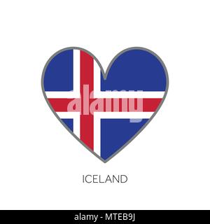 Iceland flag romance love heart shaped vector icon Stock Vector